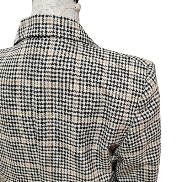Weinberg Paris Houndstooth Tartan Plaid Single Button Short Blazer Size Medium - Picture 7 of 12